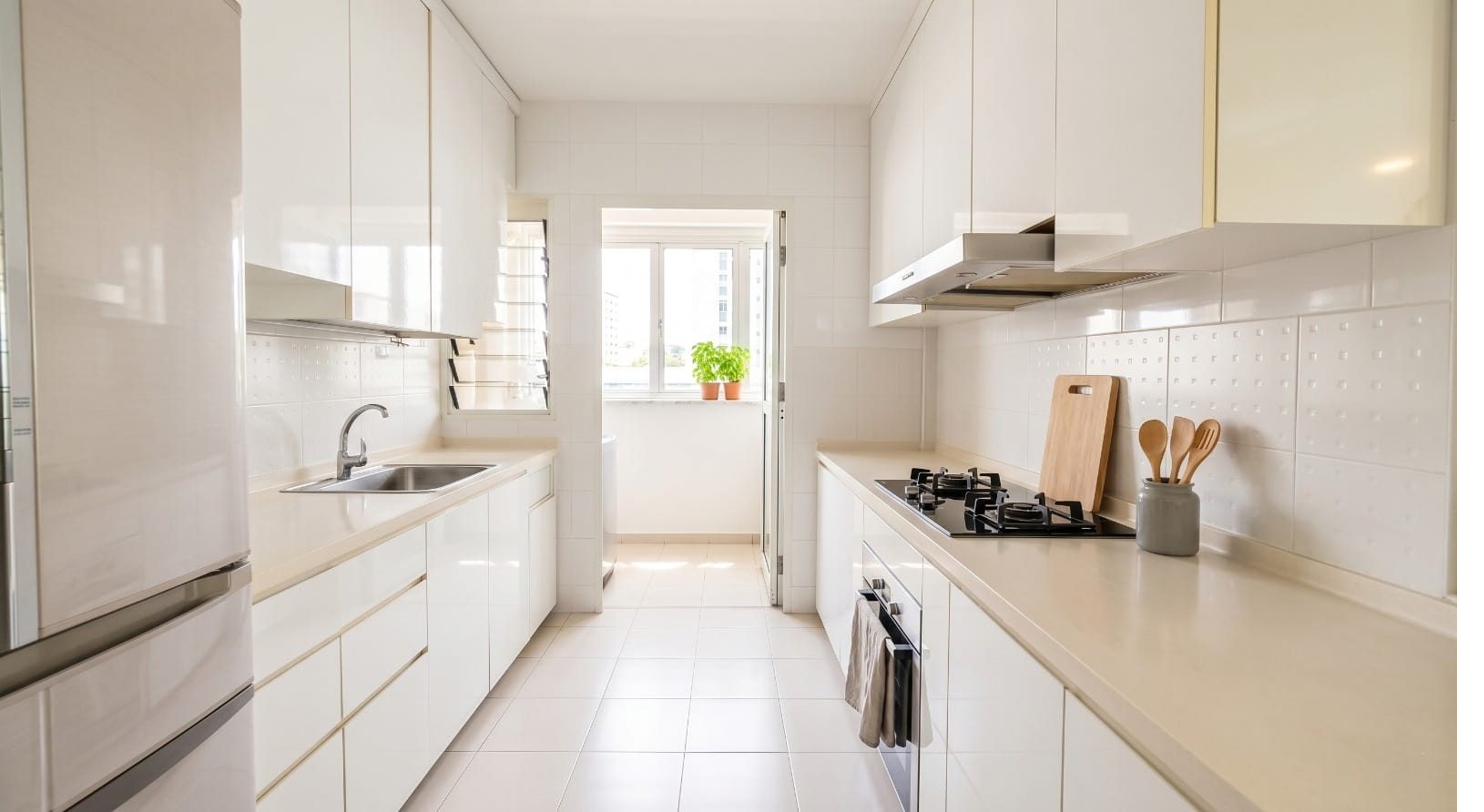 White kitchen after PropEdit restyled visualisation — clean and bright